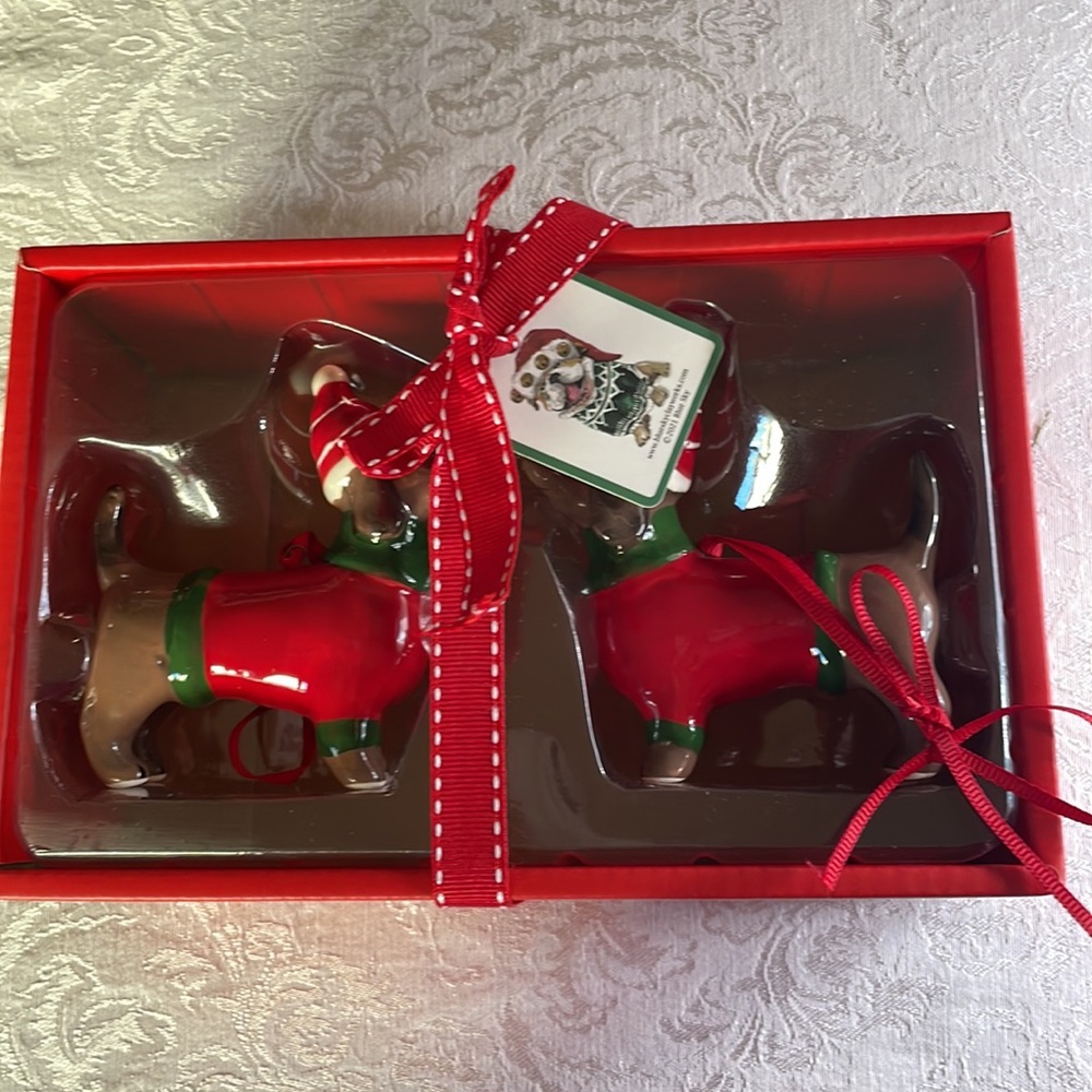 🎄Blue Sky handcrafted handpainted Dachshund and Ornament set. - Picture 7 of 9